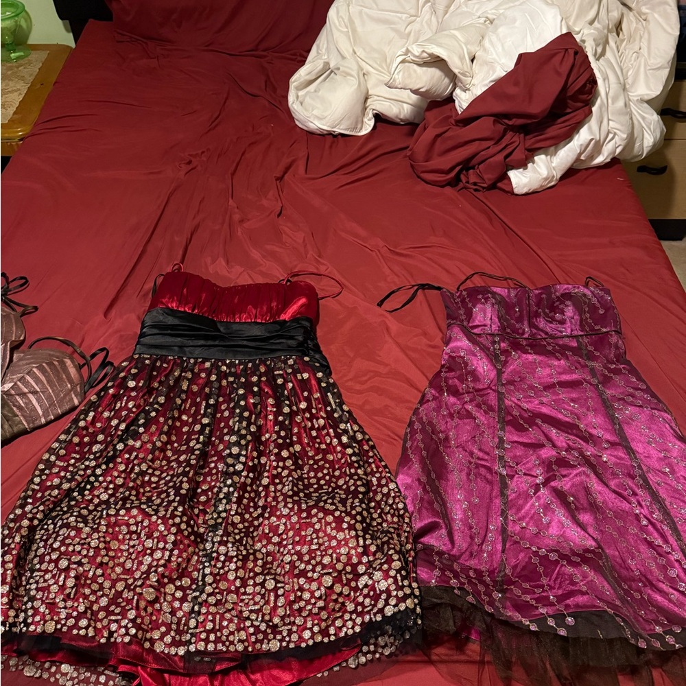 Morgan & Co. Vibrant Purple Dress and red dress